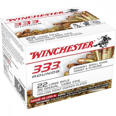 Winchester Rimfire Ammunition .22 LR 36 Grain HP 333 Rnds - $24.99 (Free Shipping over $50)