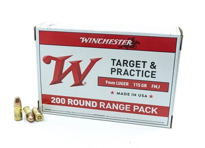 Winchester 9mm 115 Grain FMJ 200 Rounds - $55.80 