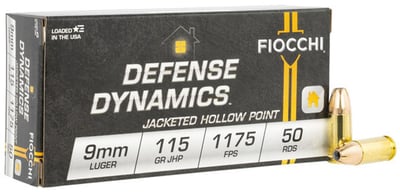 Fiocchi Defense Dynamics 9mm Luger 115 gr 1175 fps Jacketed Hollow Point - $315 (Free S/H)