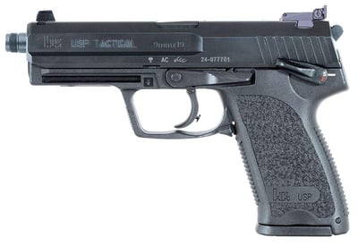 HK 81000348 USP Tactical 9mm Luger 4.86" 15+1 Black Black Polymer Grip 3 Magazines Night Sights - $1292.72 