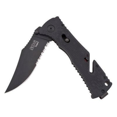 SOG Trident Assisted Folding Knife TF1-CP - Black TiNi 3.75" AUS-8 Partially Serrated Blade, GRN Handle - $51.99 shipped (Free S/H over $25)