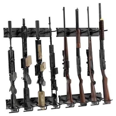 Upbci Gun Rack for Wall, Upgrade Heavy Duty Steel Adjustable 8 Slot Indoor Gun Racks Wall Mount,Securely Display with Shotgun Rifle Rack - $59.73 + FREE Shipping