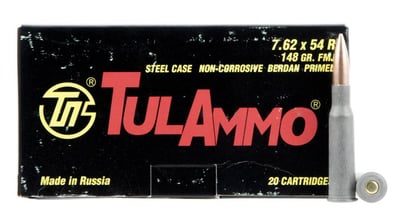 Tulammo TA762548 Rifle 7.62x54mmR 148 Gr Full Metal Jacket (FMJ) 20 rd - $15.79 (Free S/H over $49 + Get 2% back from your order in OP Bucks)