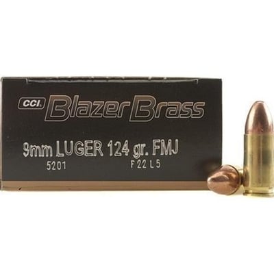 CCI Blazer Brass 9mm 124 Grain FMJ 1000 Rds - $245