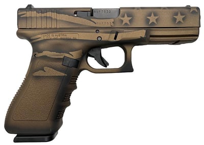 Glock G17 Gen3 9mm Luger 4.49" Barrel 17+1 Round Overall Black/Coyote Battle Worn Flag Cerakote - $600 