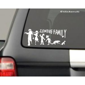 Smaller size - Zombie Stick Figure Family Decal Zombies Window Funny Vinyl Decal + FS - $2.85 (Free S/H over $25)