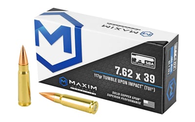 Maxim 7.62X39mm 117gr TUI (Tumble Upon Impact) 20rd Box - $37.99