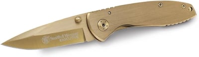 S&W Executive 6.8" High Carbon S.S. Folding Knife with 2.8" Drop Point Blade, Aluminum Handle Gold - $17.80 + FREE Shipping