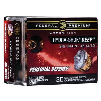 Federal Premium 210 gr Hydra-Shok Deep .45 ACP Ammo, 20 Rd - P45HSD1 - $21.99