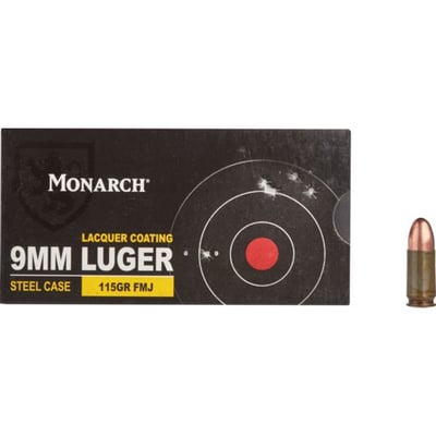 Monarch FMJ 9mm 115 Gr 50 rounds - $8.49 (Free S/H over $25, $8 Flat Rate on Ammo or Free store pickup)