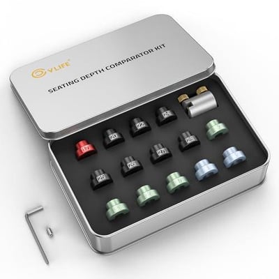 40% off CVLIFE Headspace and Seating Depth Comparator Kit with 14 Inserts and 6 Bushings, Headspace Gauge Kit Designed for Precise Measurement,Headspace Bushing Kit with Tin Box, Aluminum Reloading Kit w/code BSRI5KRM - $17.99 + FREE Shipping