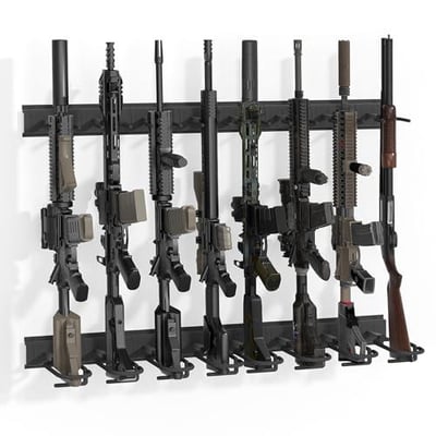 Gun Rack Wall Mount, Aluminium Alloy Gun Racks for Wall, Adjustable 8 Slot Indoor Gun Racks Securely Hold Shotguns Rifles Rack - $56.99 + FREE Shipping
