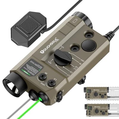 Mlok and Picatinny Mounted Tactical Flashlight Green Laser Infrared(IR) Laser 3 in 1 Combo, 1200 Lumen Light with Remote Pressure Switch for Rifle - $63.71  + FREE Shipping