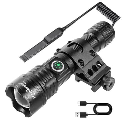 Tactical Flashlight Type-C USB Rechargeable 6000 lumens Zoomable LED Waterproof flashlights with Pressure Switch Picatinny Rial Light - $9.99 + FREE Shipping