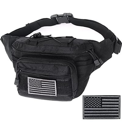 Tactical Fanny Pack, Military Waist Bag Hip Belt Bumbag Utility Bags with U.S Patch (Black) - $17.98 + FREE Shipping