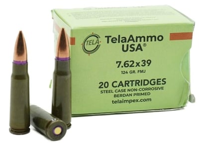 TelaAmmo USA 7.62x39 124 Grain FMJ Steel Case 500 Rnds - $249.99