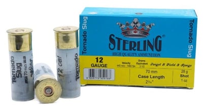 Sterling 12 Ga Slug 2.75″ 1 OZ. 1460 FPS 200 Rnds - $149.99 