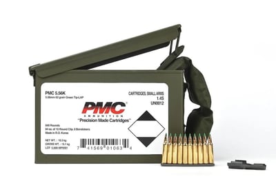PMC X-Tac 5.56 NATO 62gr Green Tip LAP 840rds w/ Bandoleer in M2A1 Ammo Can - 5.56(M855)(M/B) - $429.99 
