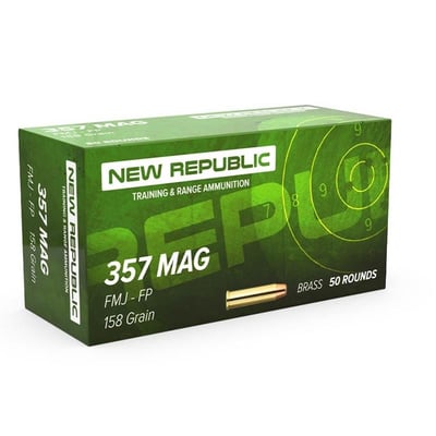 New Republic Training and Range 357 Magnum Ammo 158 Grain FMJ FP - $22.99