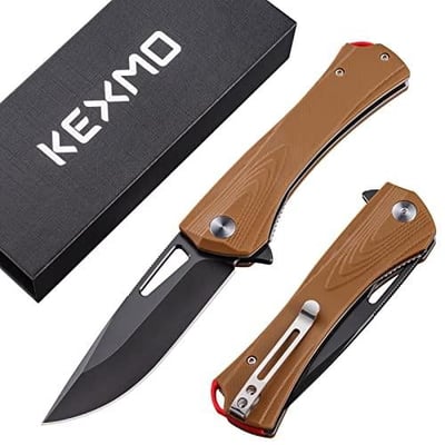 KEXMO Pocket Knife with Clip D2 Steel G10 Handle EDC - $17.99 w/code "VT6HKH4M" (Free S/H over $25)