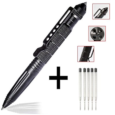 Tactical Pen with 4 ink refill - 4 in 1 - Black Ball Point, Emergency Glass Breaker, DNA Collector, Personal Defence - $6.99 (Free S/H over $25)