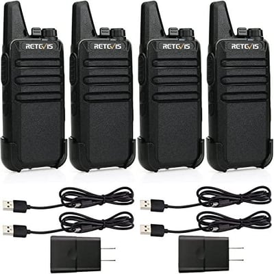 Retevis RT22 Two Way Radio Long Range Rechargeable, USB Charging, Handsfree Walkie Talkies (4 Pack) - $37.97 (Prime members price) + Free Shipping