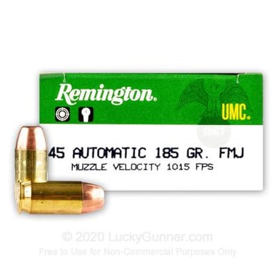 Remington UMC 45 ACP 185 Grain MC 500 Rounds - $305