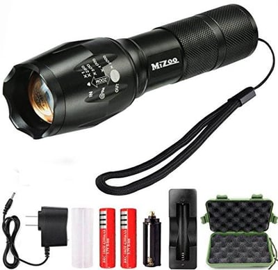 MIZOO LED Flashlight Torch Adjustable Focus Zoomable Super Bright - Sturdy Durable Aluminium - $8.99 shipped (Free S/H over $25)