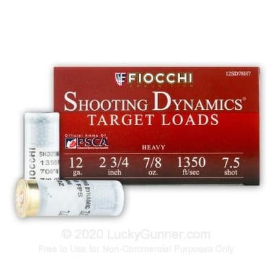 Fiocchi 12 Gauge 2 3/4" 7/8oz. #7.5 Shot Target Load 250 Rounds - $100