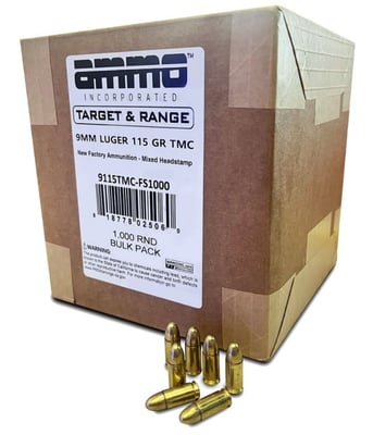Ammo Inc Target & Range 9mm, 115gr TMC, "Factory Seconds" Ammunition, 1000rd Case - $218.88 + Free Shipping