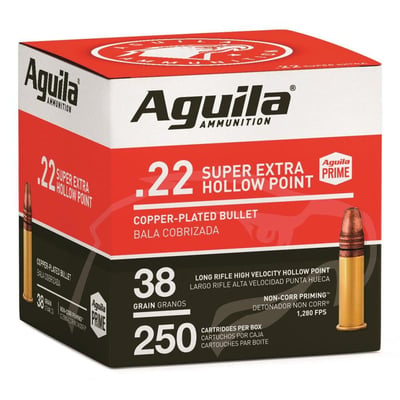 Aguila Super Extra High Velocity .22LR CPHP 38 Grain 250 Rounds - $13.97 (Buyer’s Club price shown - all club orders over $49 ship FREE)