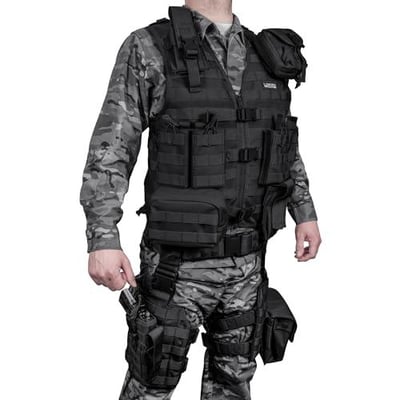 Barska Loaded Gear VX-100 Tactical Vest and Leg Platform, Black, One Size - $87.61