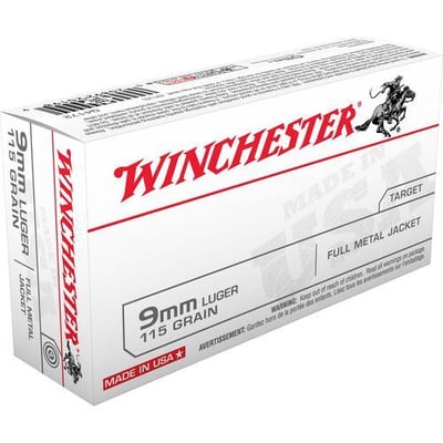 Winchester Q4172 USA 9mm 115 GR FMJ 50 Rounds .32/RD - $17.99