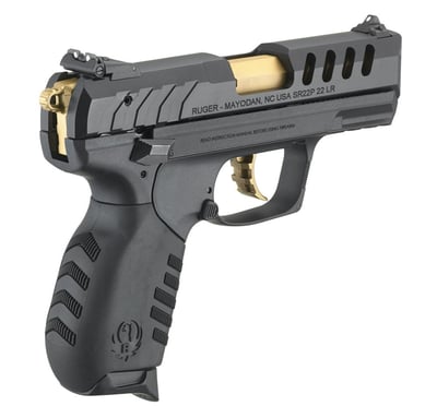 Ruger SR22 TALO Exclusive 22 LR, 3.5" Barrel, Gold Barrel/Trigger, Black, 10rd - $454.49