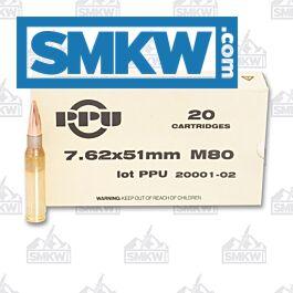 PPU USA Ammo M80 7.62x51mm 145 Grain Full Metal Jacket Boat Tail 20 Rounds - $18.04 (Buyer’s Club price shown - all club orders over $49 ship FREE)