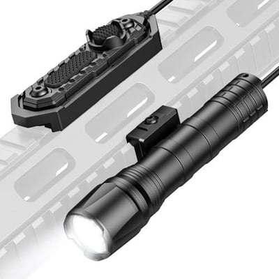 EZshoot 1800 Lumens Tactical Rifle Light with Remote Pressure Switch Compatible with Picatinny Rail, IPX7 Waterproof Rechargeable Picatinny with Strobe Mode - $28.49 w/code "IY9NRQMY" + $2 Prime discount + FREE Shipping