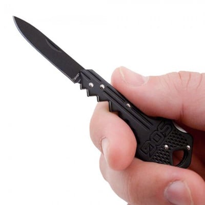 SOG Key Knife with Straight Edge Folding 1.5" Stainless Steel Drop Point Blade - $5.31 (add-on item) (Free S/H over $25)