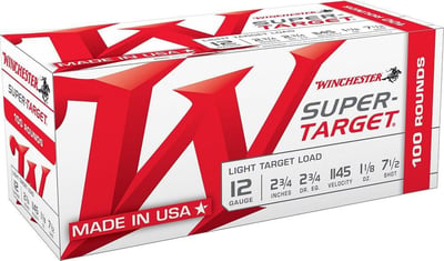Winchester Super-Target Light Target 12 Gauge 2.75" 1 1/8 oz 1145 fps 7.5 Shot 100 Rounds - $39.99 (FREE Shipping over $50)