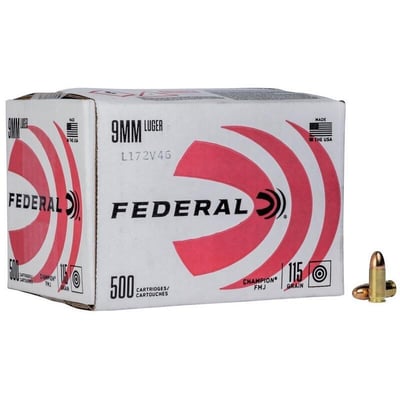 Federal 9mm 115gr FMJ Training 500 Rounds Bulk - $130 + Free Shipping (Free S/H)