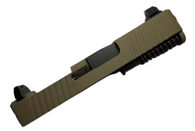 Assembled Glock 43 / 43X Chamfered RMSc Slide — FDE, Tall Sights, Nitride Barrel - $225