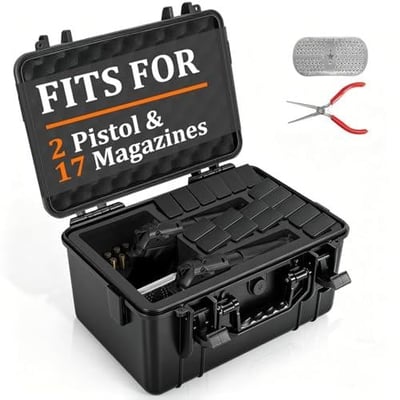ITHWIU Hard Pistol Case 2 Gun & 17 Mags TSA Approved Waterproof Pre-Cut Foam Shockproof Included Silica Gel Canister, Black - $34.99 + FREE Shipping