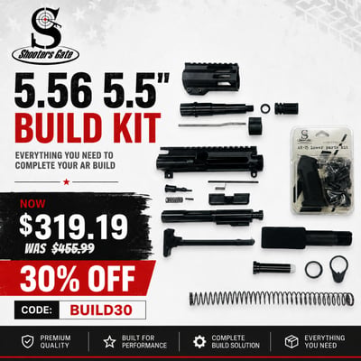 AR-15 5.56 Nato 5.5" Pistol Upper Build Kit (Unassembled) - Black - $319.19(CODE:BUILD30) 