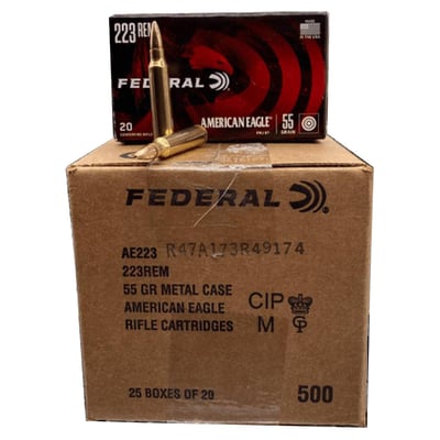 Federal American Eagle 223 55 Grain Full Metal Jacket 500 Rounds - $218.99 