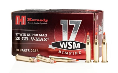 Hornady .17wsm 20 gr. v-max - $13.59 a box of 50 rds when you buy 10 or more + shipping