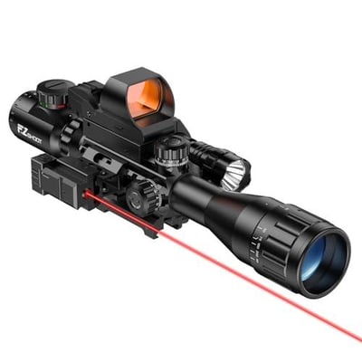 20% off EZshoot Rifle Scope with Red and Green Dual Illuminated Optics, Scope Combo with Rechargeable 4 Holographic Reticle Red Dot Sight and Charged Laser Sight, Flashlight and Mount w/code FSIPOCDU  + FREE Shipping