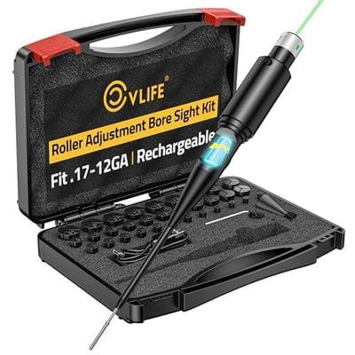 30% off CVLIFE Bore Sight Laser, Roller Adjustment Red/Green Laser Bore Sight Kit with 32 Adapters fit 0.17 to 12GA Calibers, Multi-Caliber Laser Bore Sighting Kit for All Firearms, Hunting bore Sight kit w/code 3Q65BD3U - $30.79 + FREE Shipping