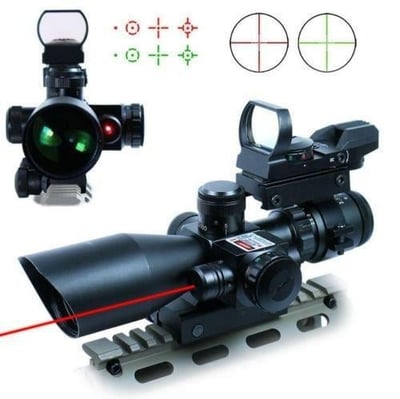UUQ 2.5-10x40 Tactical Rifle Scope Dual Illuminated Mil-dot W/ Red Laser, Rail Mount and 4 Reticle Red - $68.39 + Free Shipping (Free S/H over $25)