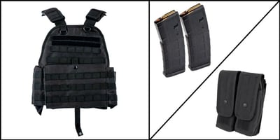 VISM Plate Carrier Vest, Size: Medium-2XL, Black + Condor Double AR/AK Mag Pouch - Black + Magpul PMAG Gen M2 MOE Magazine AR-15 30 Rd x 2 - $89.99 (FREE S/H over $120)