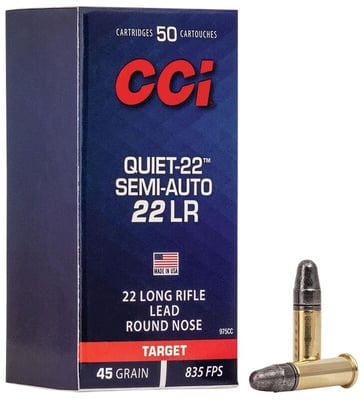 CCI Quiet-22 Semi-Auto .22LR 45 gr Lead Round Nose Ammo, 50/box - $5.99
