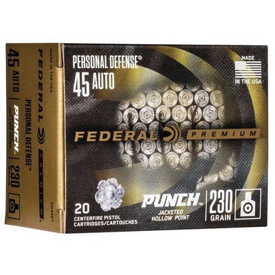 FEDERAL PUNCH 230 GR JHP .45 AUTO AMMO, 20/PACK - $20.99